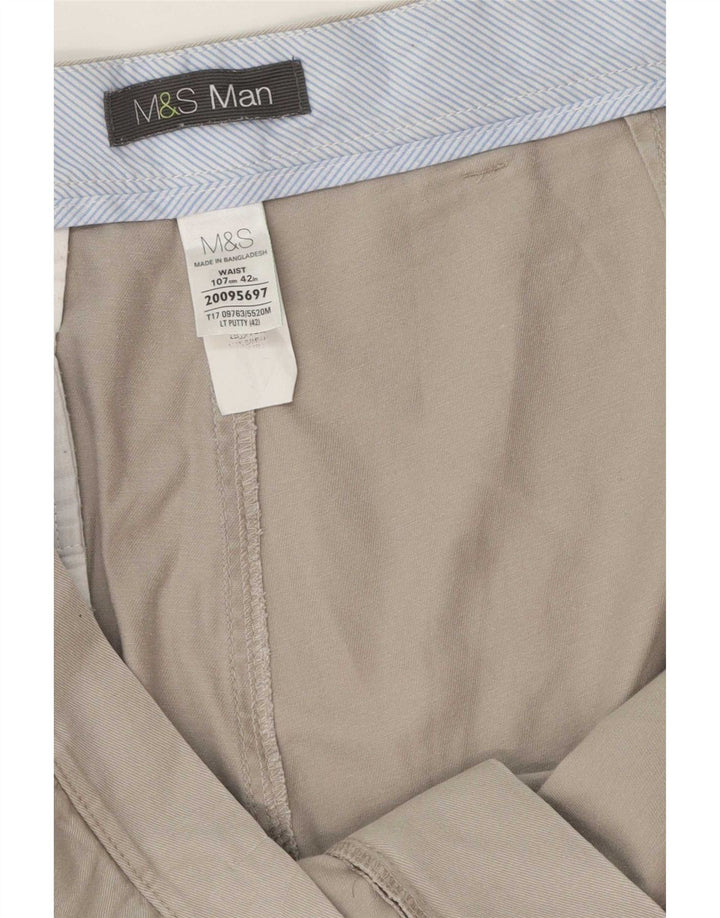 Pantaloncini chino da uomo Marks & Spencer W42 2XL cotone grigio