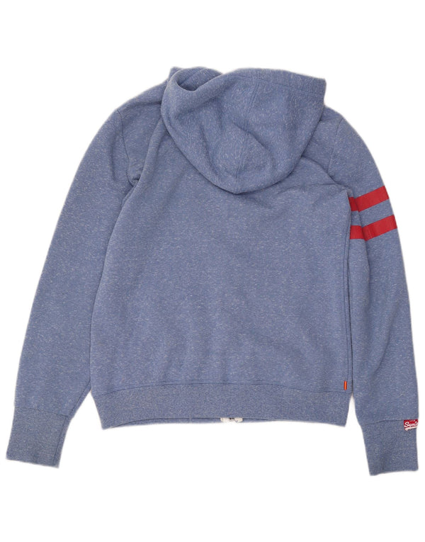 Felpa con cappuccio e zip da atletica leggera da donna SUPERDRY UK 14 blu medio screziato
