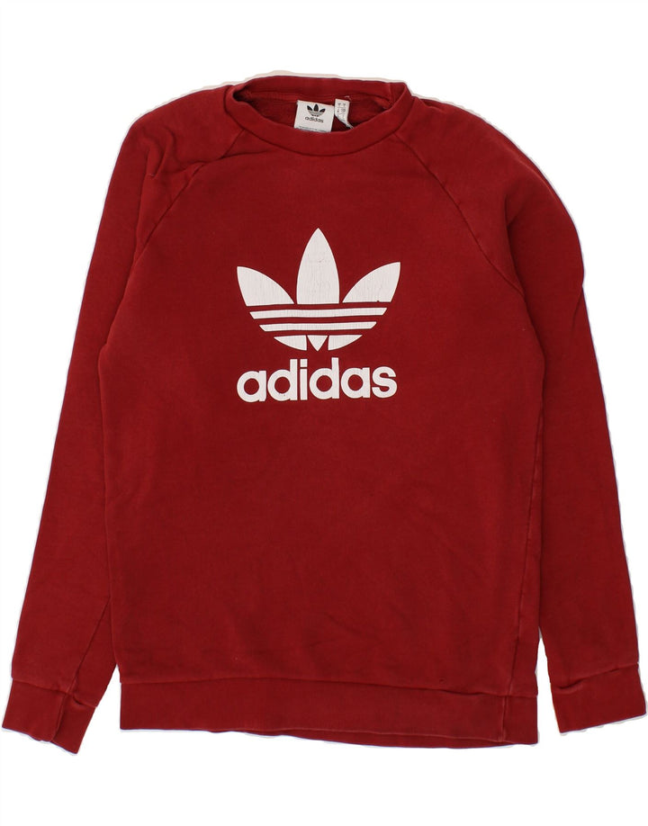 ADIDAS Mens Graphic Sweatshirt Jumper Small Red Cotton Vintage Adidas and Second-Hand Adidas from Messina Hembry 
