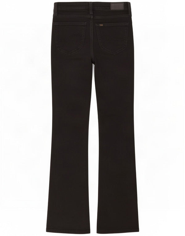 Lee Womens Hoxie Flared Jeans W26 L33 Black Cotton