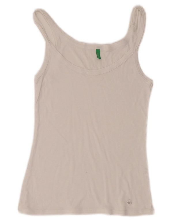Top da donna Benetton Cami Top UK 10 piccolo cotone bianco