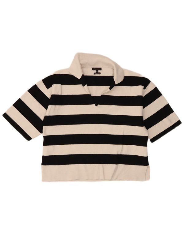 Polo oversize corta da donna di Massimo Dutti UK 10 piccola a righe bianche
