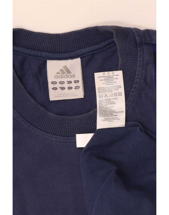 Top Adidas da uomo a maniche lunghe in cotone blu navy medio