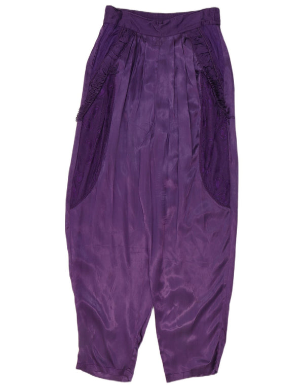 Pantaloni Harem da donna vintage con pegging EU 40 medi W29 L29 viola floreale