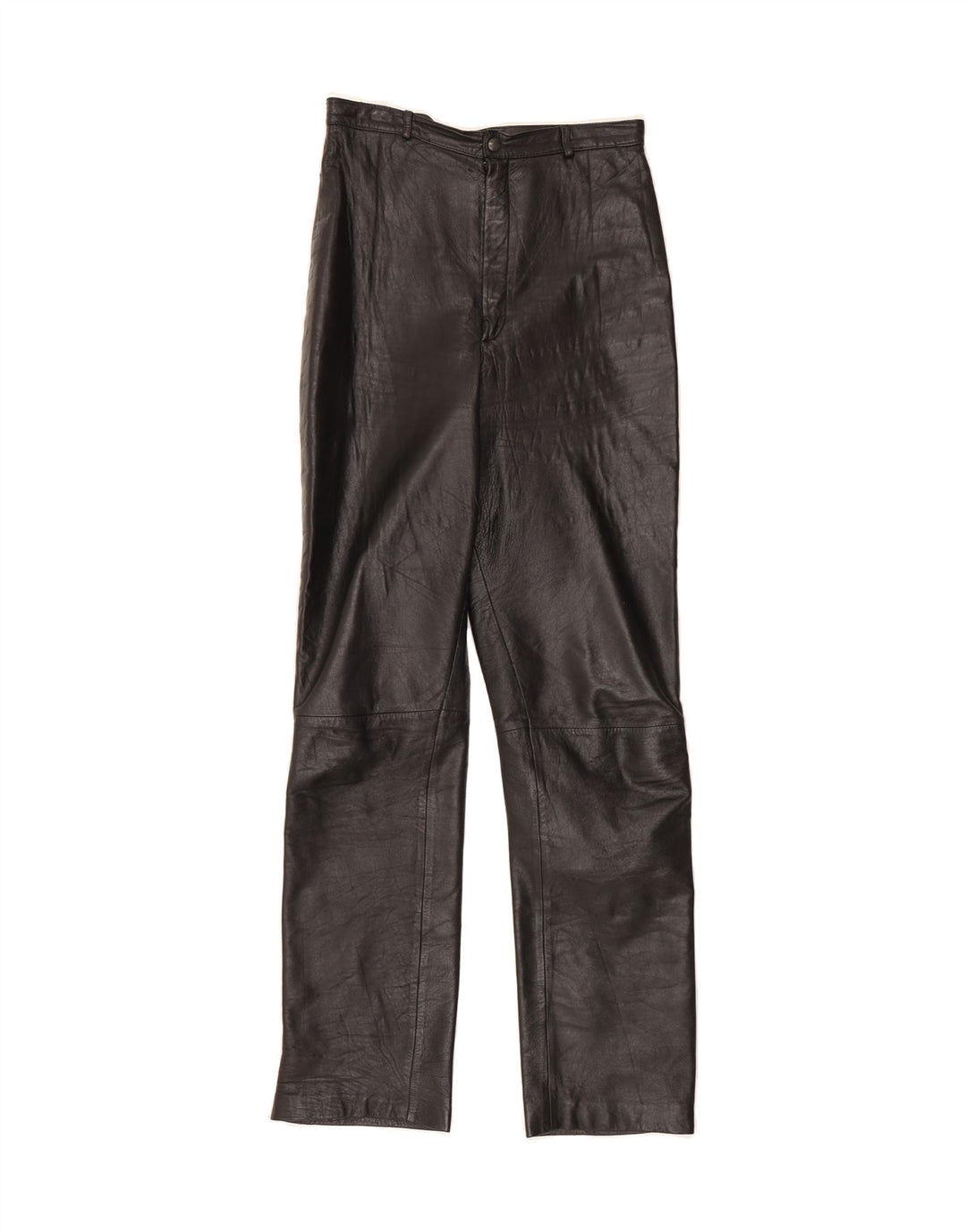 VINTAGE Womens Straight Leather Trousers W26 L29 Black Vintage Vintage and Second-Hand Vintage from Messina Hembry 