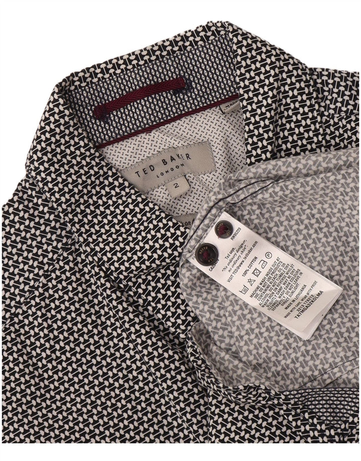 Camicia da uomo Ted Baker taglia 2 piccola in cotone geometrico nero