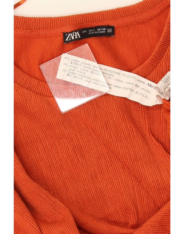 Camicetta oversize a maniche lunghe da donna Zara UK 10 Small Arancione Poliestere