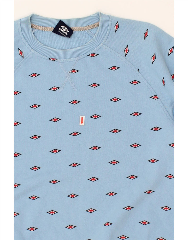 UMBRO Womens Graphic Sweatshirt Jumper UK 14 Medium Blue Cotton Vintage Umbro and Second-Hand Umbro from Messina Hembry 