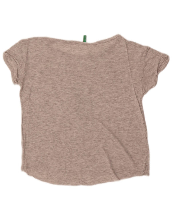 T-shirt grafica da donna Benetton Top UK 14 Grigio medio chiazzato