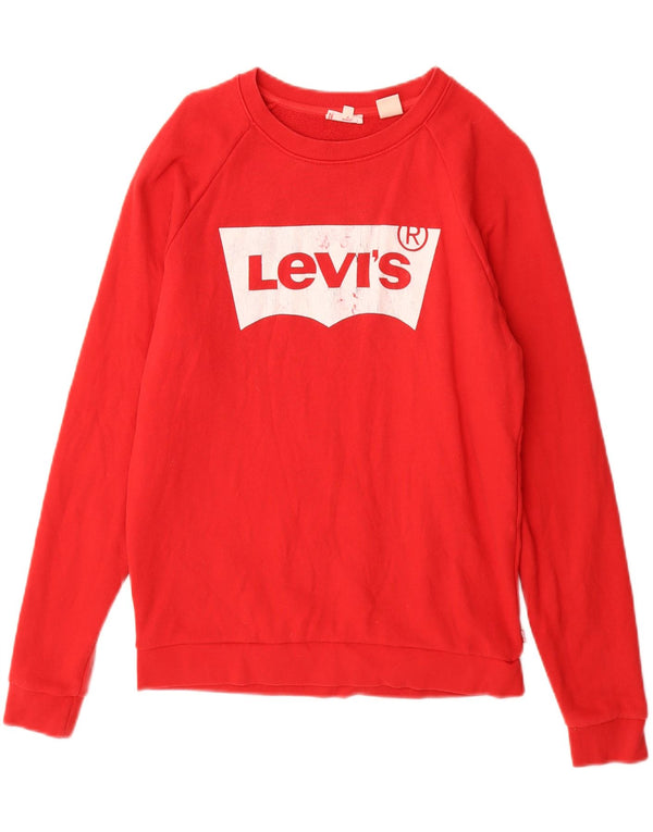 Levi's Donna Felpa Oversize con Grafica Maglione UK 6 XS Rosso Cotone