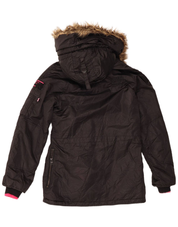 Giacca Parka da donna con cappuccio Superdry UK 6 XS nylon nero