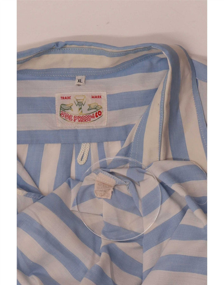 Camicia vintage da uomo a maniche corte XL Poliestere a righe blu