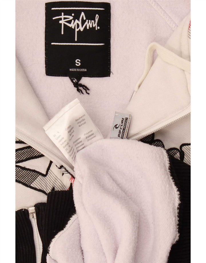 Maglione con cappuccio e zip grafica da uomo Rip Curl piccolo in cotone bianco