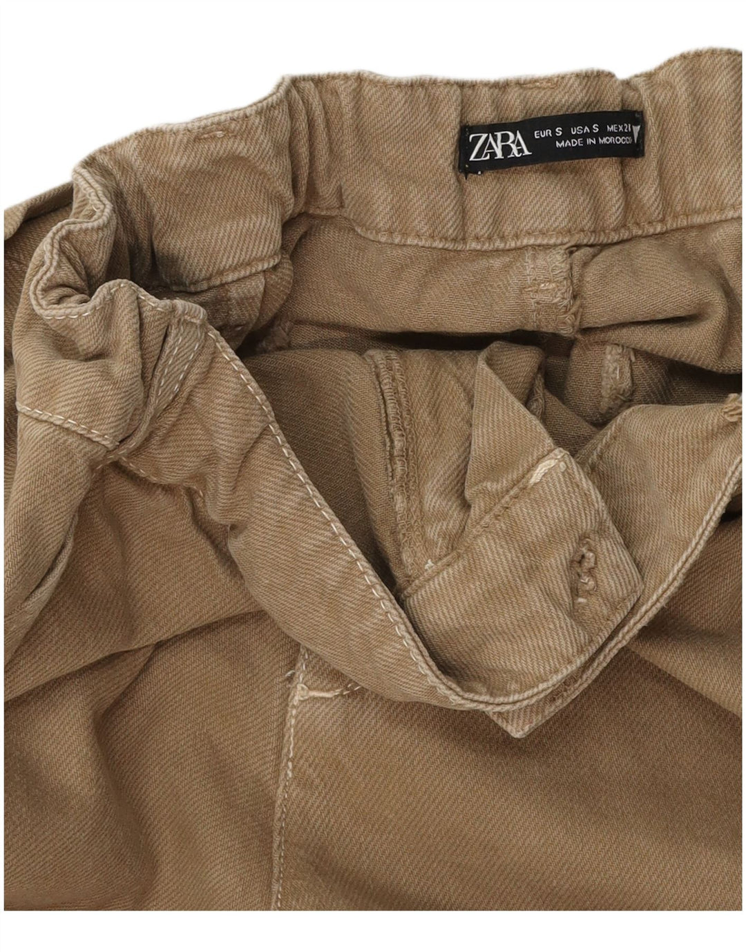 Pantaloni cargo ZARA da donna a gamba larga piccoli W26 L31 Beige