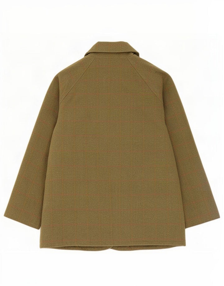 Cappotto giacca a vento da uomo Rydale UK 36 piccolo lana a quadri kaki