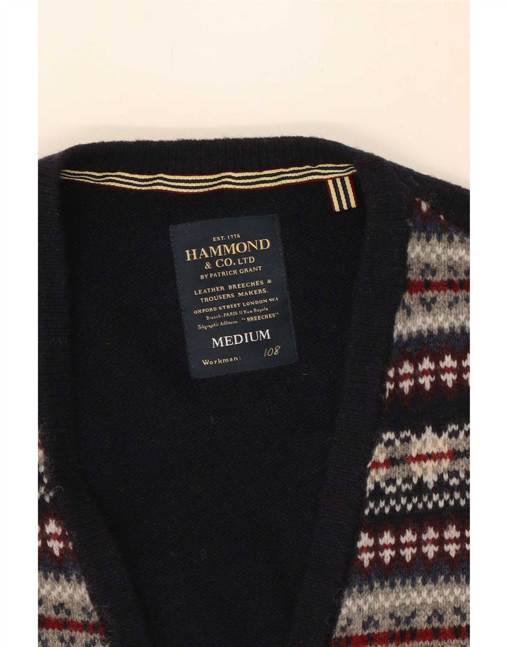 Gilet da uomo in maglia Hammond & Co medio in lana Fair Isle blu navy