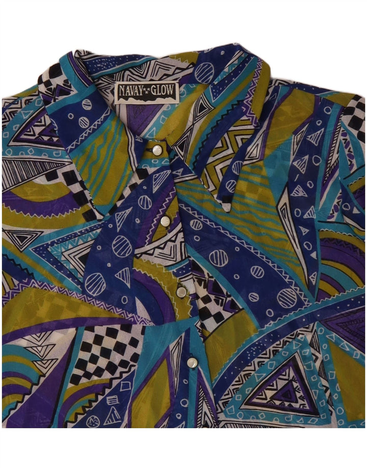 Camicetta da donna VINTAGE IT 42 Poliestere geometrico blu medio