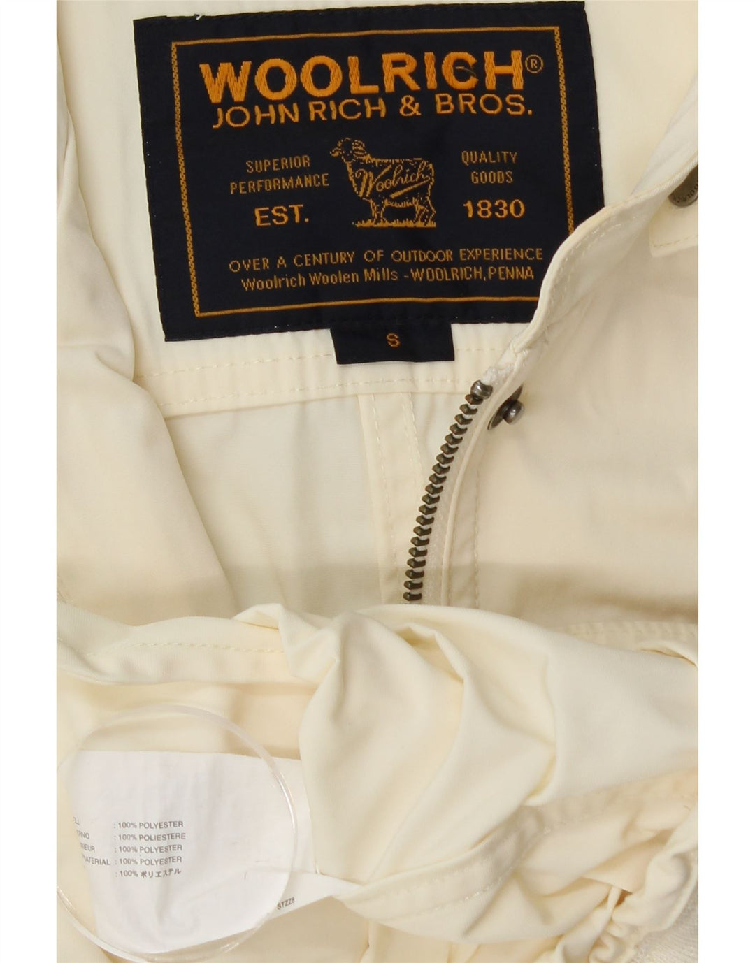 Giacca multiuso da donna WOOLRICH UK 10 piccola in poliestere bianco sporco