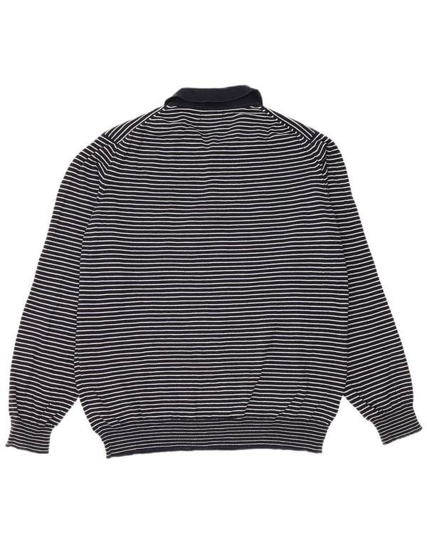 Massimo Dutti Maglione da uomo con collo alto Maglione grande in cotone a righe blu navy