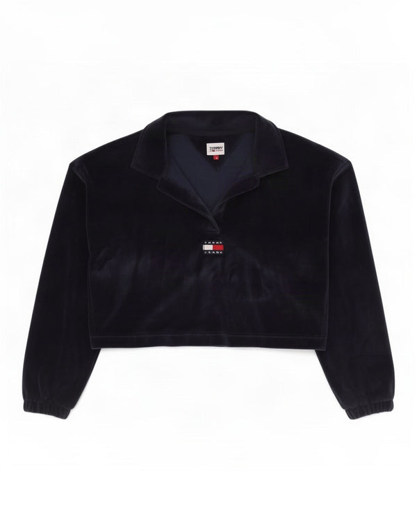 Tommy Hilfiger Donna Crop Felpa Maglione UK 14 Medio Blu Navy