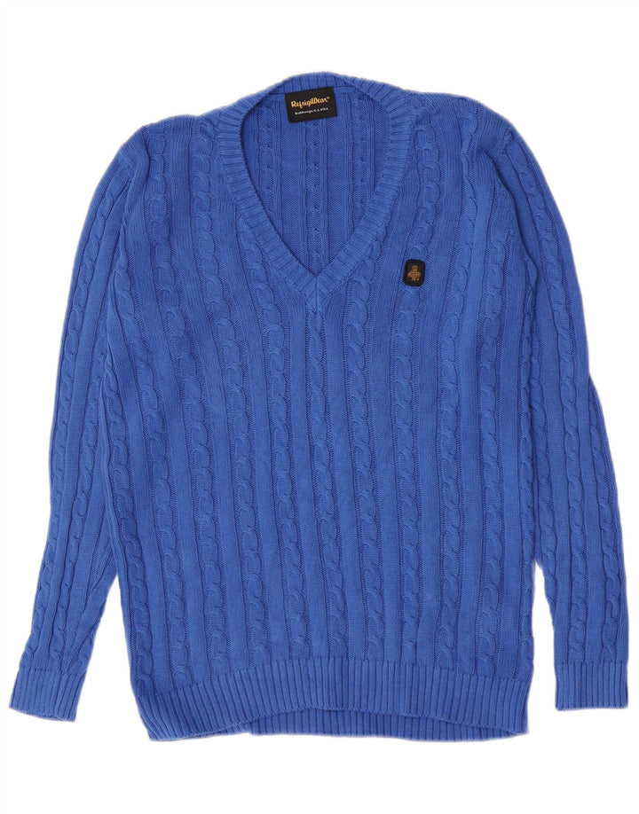 Maglione da uomo con scollo a V Refrigiwear piccolo in cotone blu