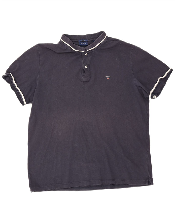 Polo Gant da uomo regolare 3XL in cotone blu navy