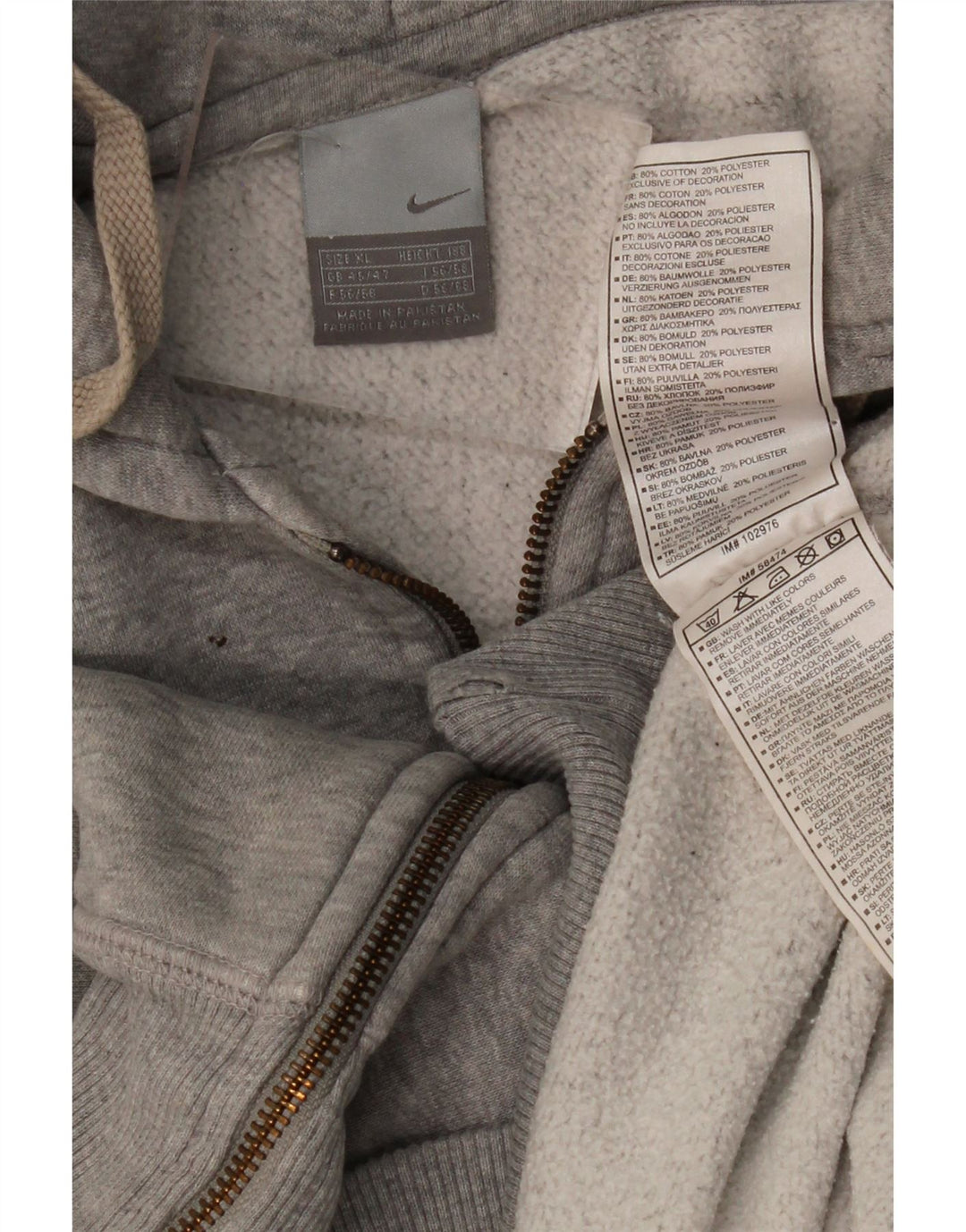 Felpa con cappuccio e zip NIKE da uomo XL in cotone grigio