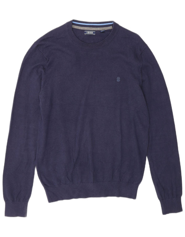 Maglione maglione girocollo da uomo Izod in cotone blu navy medio