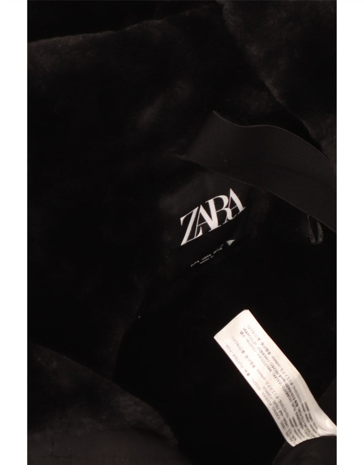 Cappotto imbottito con cappuccio da donna Zara UK 16 grande poliestere nero
