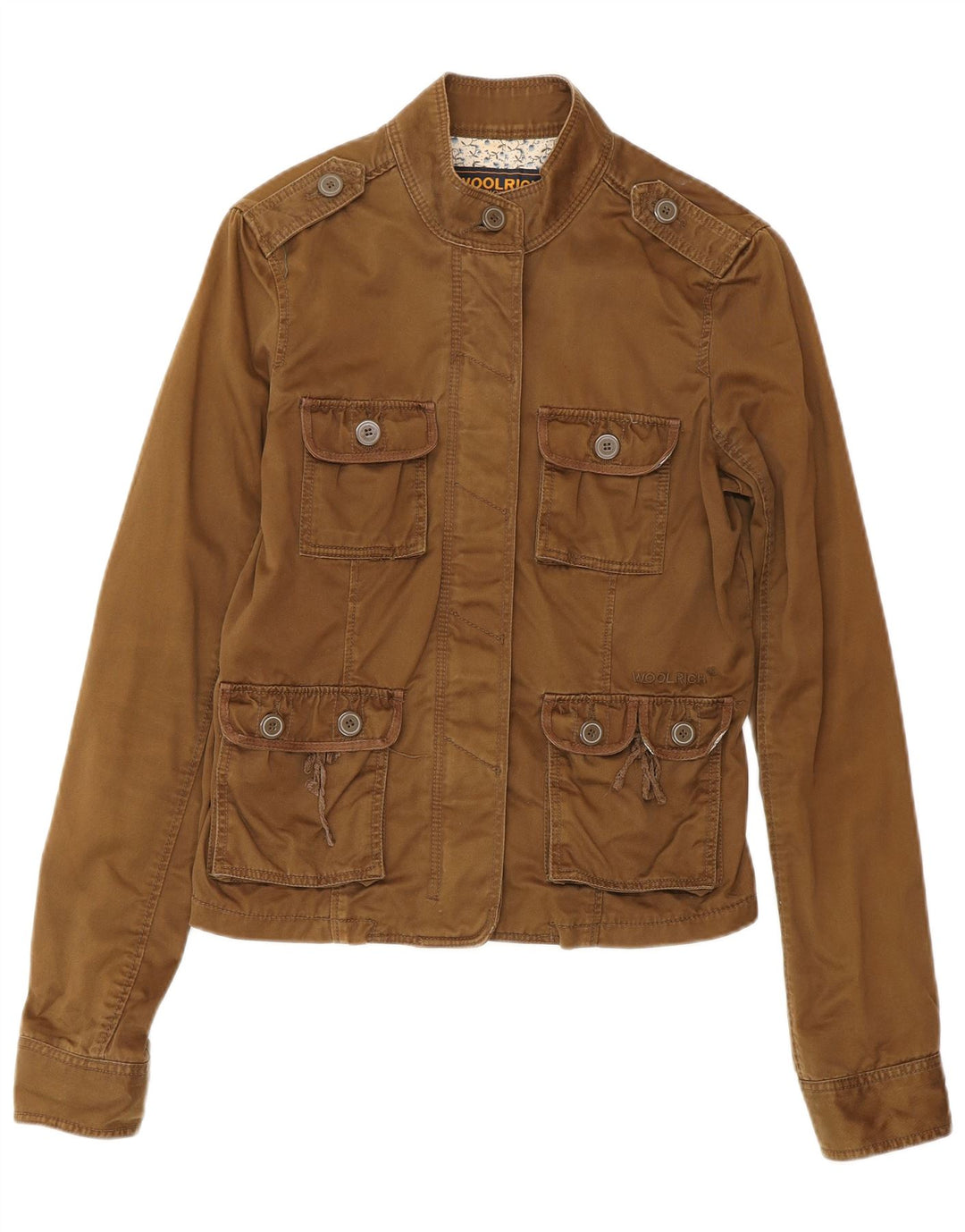 Giacca militare da donna Woolrich UK 12 Cotone marrone medio