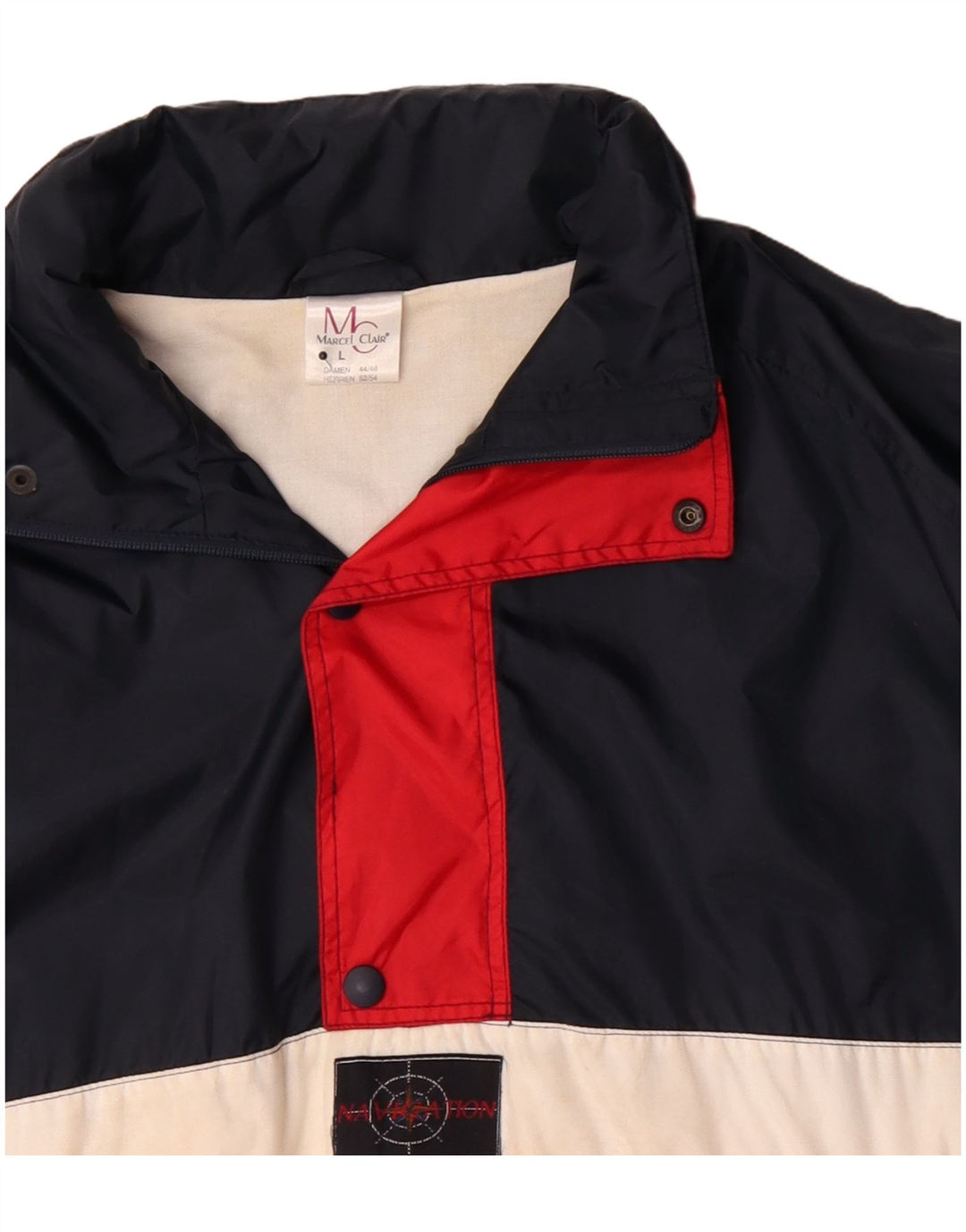 Giacca anorak da uomo Marcel Clair UK 40 Large blu navy color block in poliammide