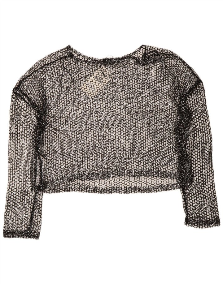 Top corto corto all'uncinetto oversize da donna Zara UK 14 grande poliestere nero