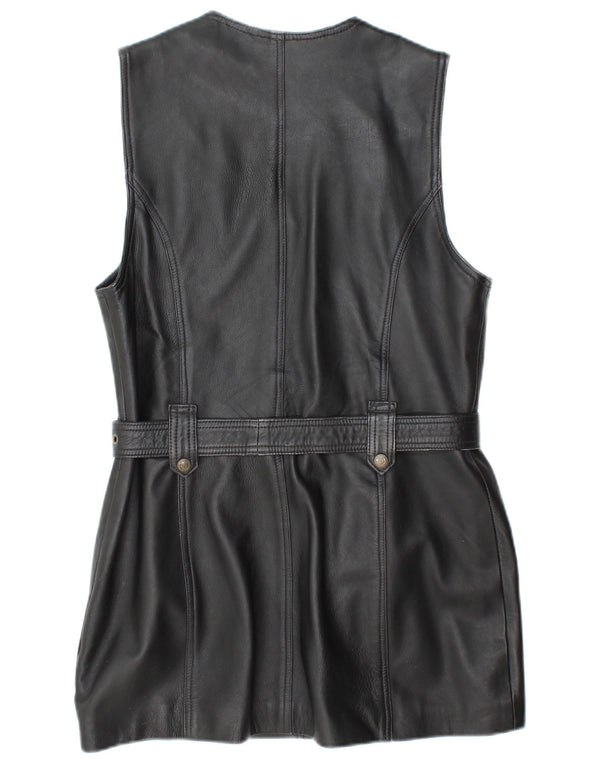 Vintage Womens Leather Dress UK 12 Medium Black Leather