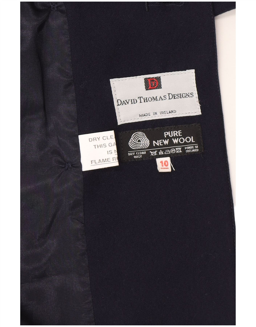 Giacca blazer doppiopetto vintage da donna UK 10 piccola blu navy