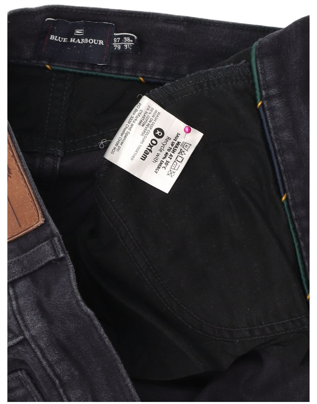 Jeans dritti da uomo Marks & Spencer Blue Harbour W38 L31 cotone blu navy