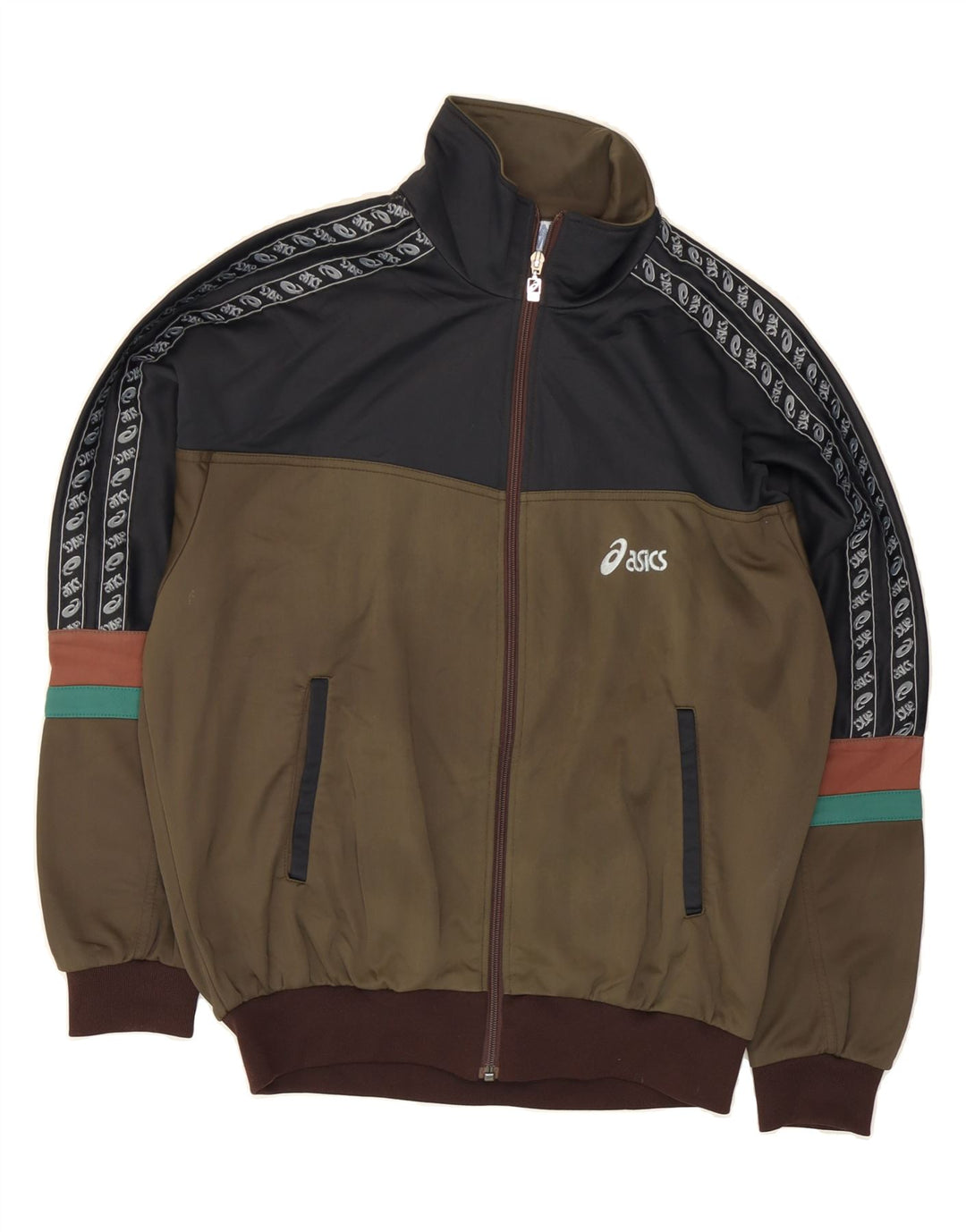 Giacca da tuta vintage ASICS da uomo IT 48 Colorblock verde medio
