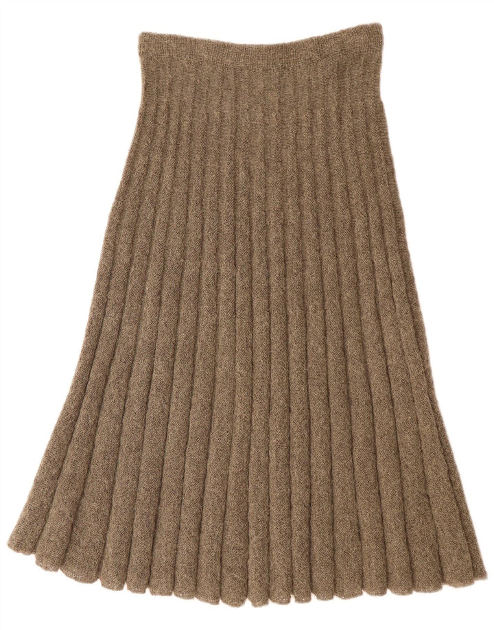 Gonna a trapezio vintage da donna in maglia W28 media kaki