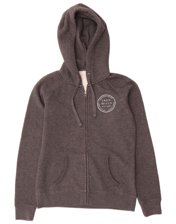 Maglione con cappuccio e zip da donna Jack Wills UK 12 Cotone grigio medio