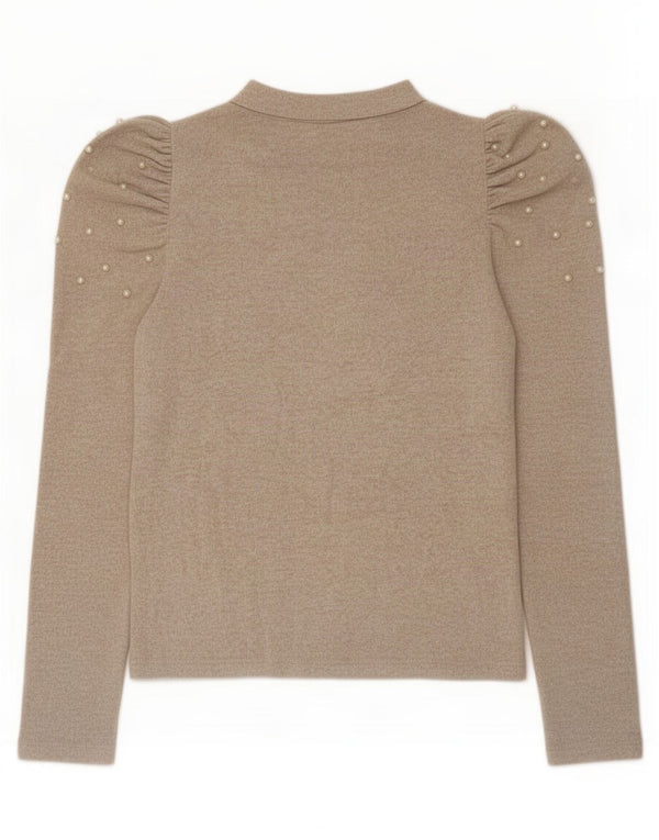 Top Zara da donna a maniche lunghe UK 12 Beige medio screziato