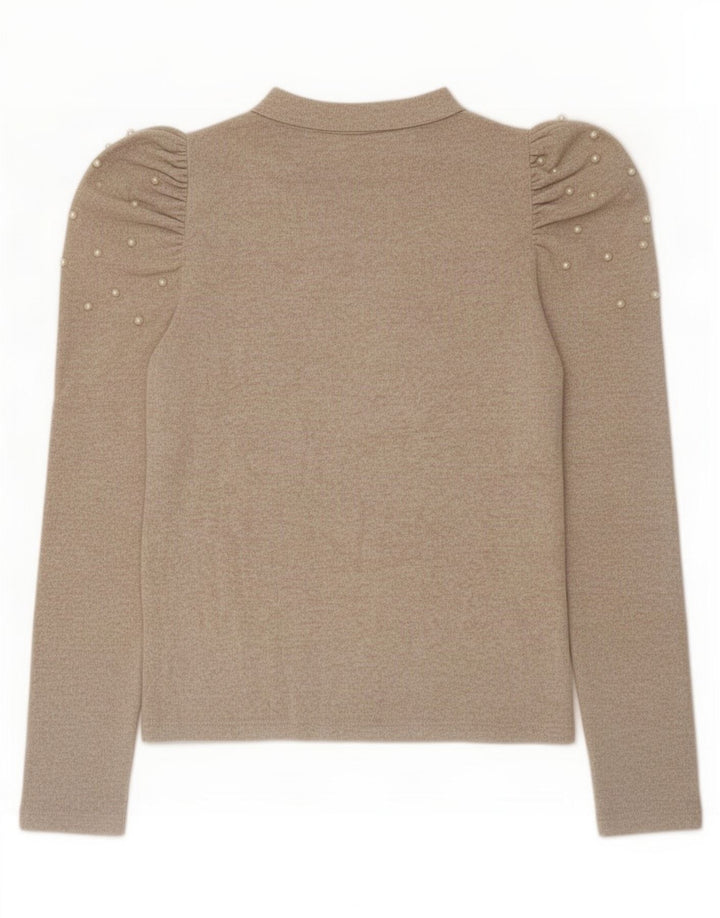 Top Zara da donna a maniche lunghe UK 12 Beige medio screziato