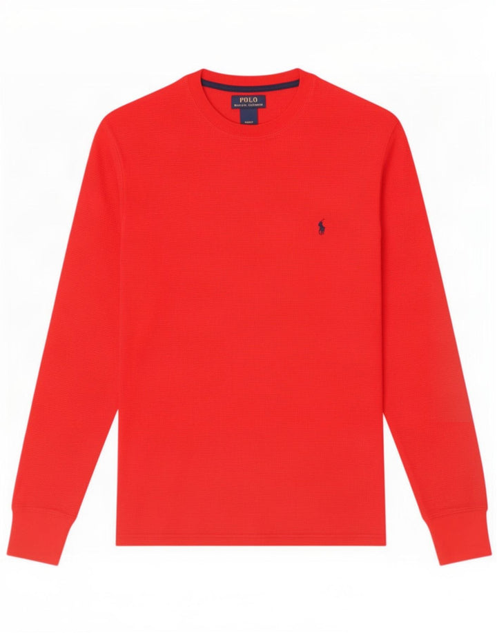 Polo Ralph Lauren Maglia regolare da uomo a maniche lunghe piccola in cotone rosso