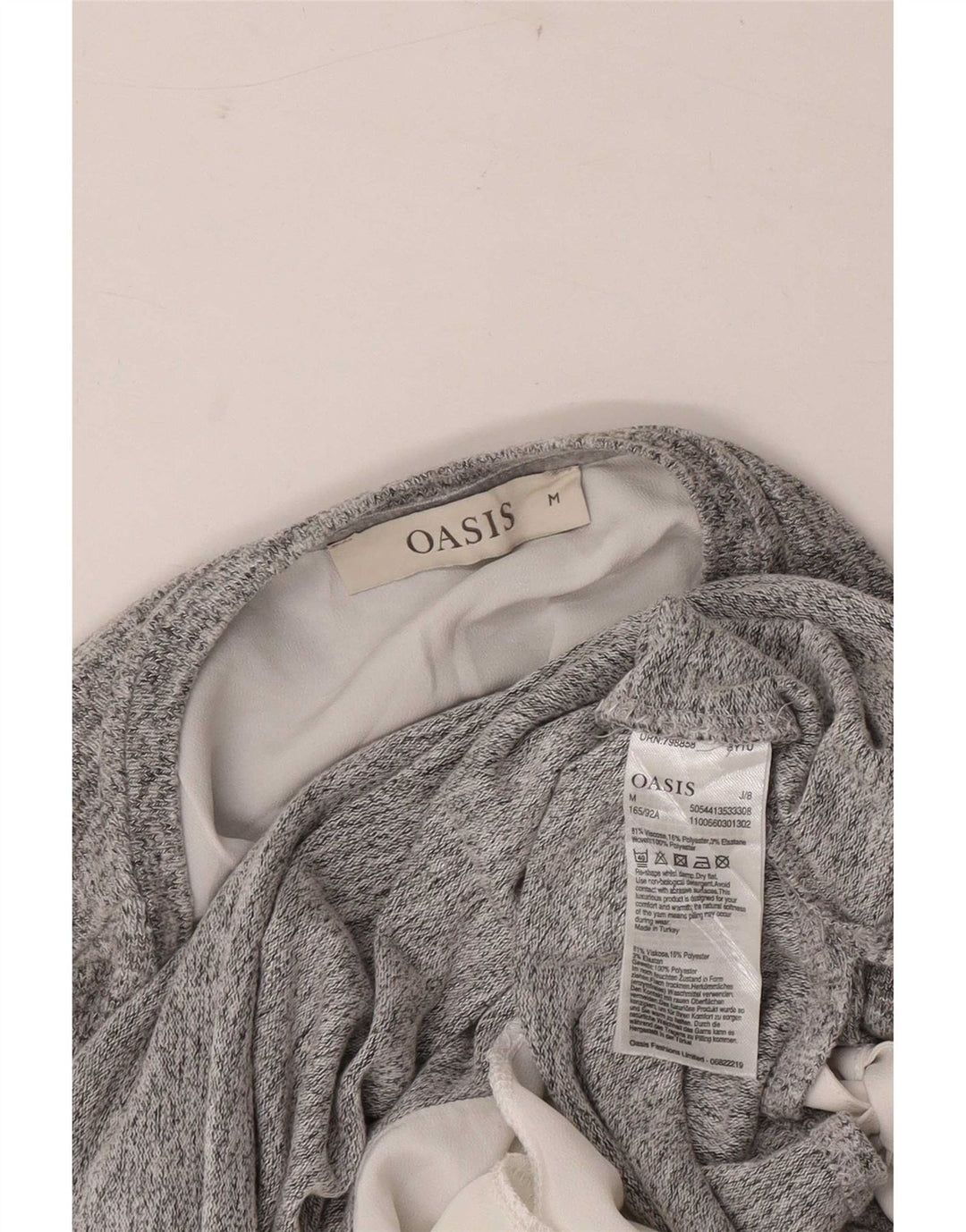 Top da donna a maniche lunghe Oasis UK 12 Viscosa chiazzata grigio medio
