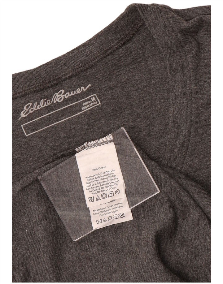 EDDIE BAUER Top da donna manica 3/4 UK 12 Cotone grigio medio