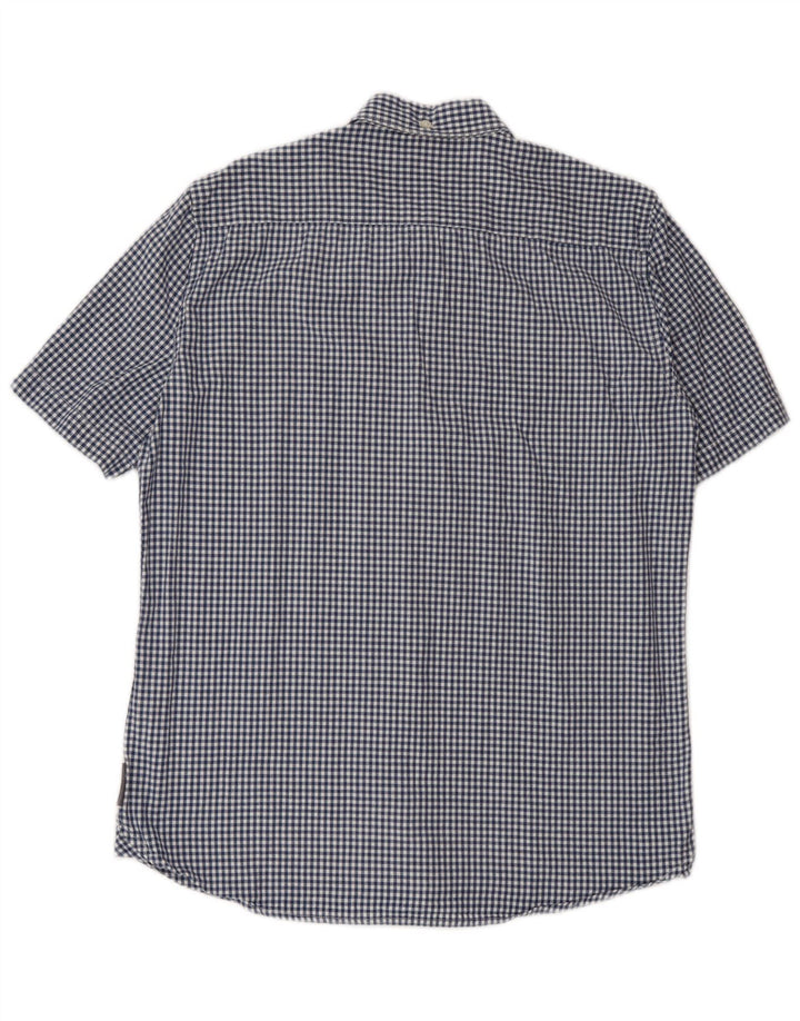 Camicia a maniche corte da uomo French Connection in cotone a quadretti blu navy medio