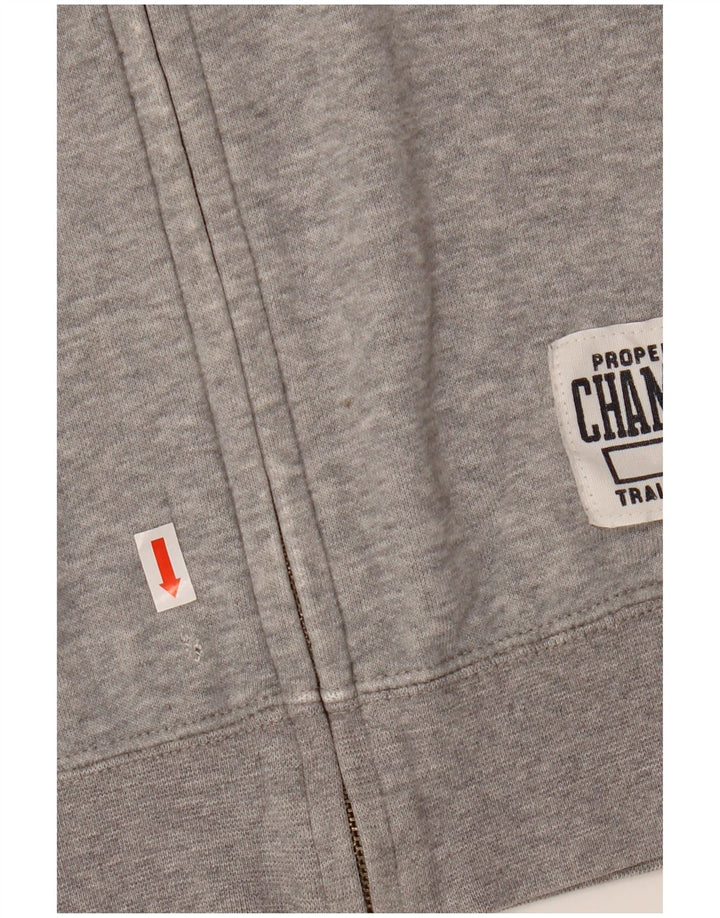 Maglione con cappuccio e zip grafica da uomo Champion XL in cotone grigio