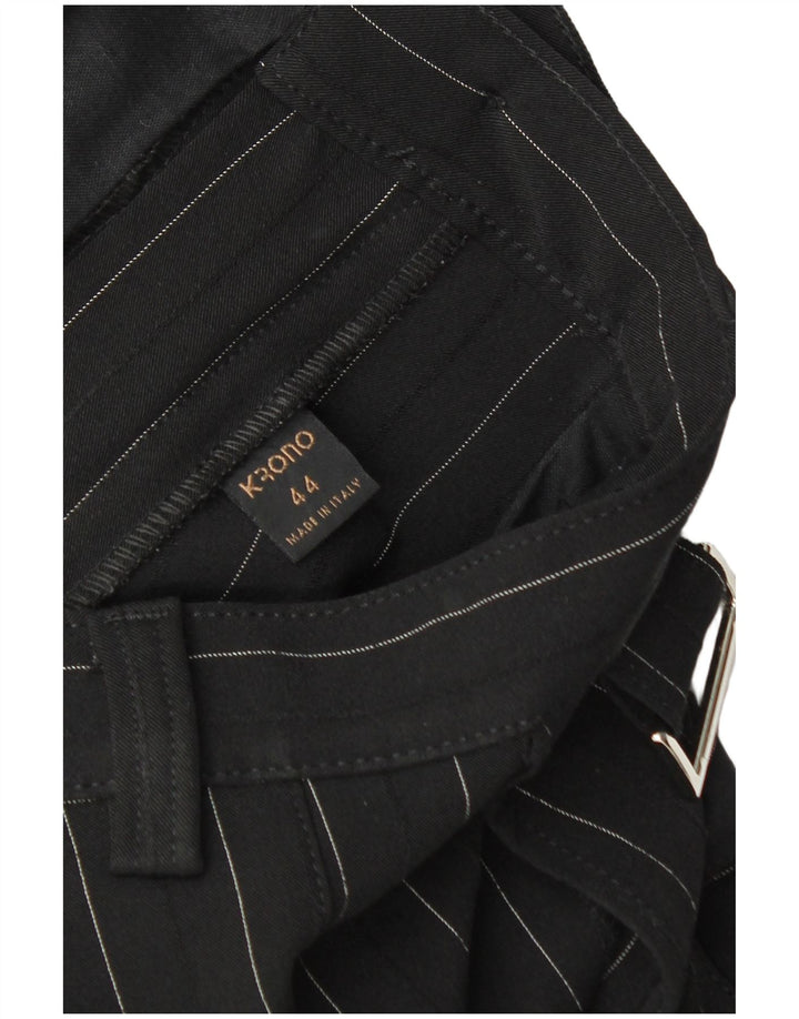 Pantaloni chino dritti da donna VINTAGE IT 44 medi W30 L32 a righe nere