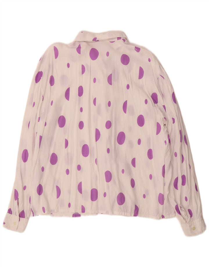 Primavera Firenze Donna Camicia Camicetta UK 14 Medio Bianco Maculato