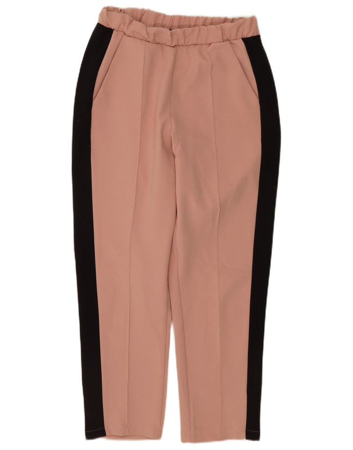 Pantaloni chino dritti da donna ZARA piccoli W26 L25 color block rosa