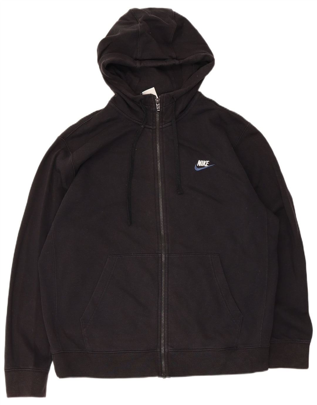 Felpa con cappuccio e zip Nike da uomo, grande, in cotone nero