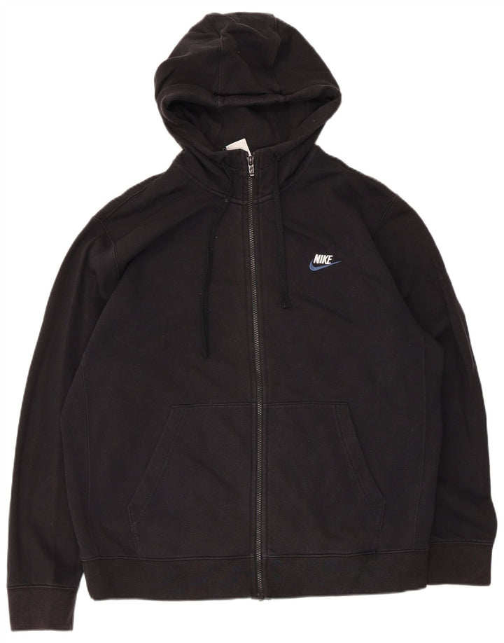 Felpa con cappuccio e zip Nike da uomo, grande, in cotone nero
